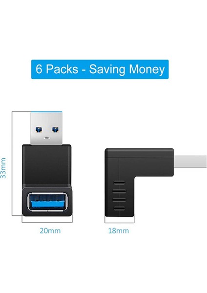 USB 3.0 90 Derece Genişletici Adaptör USB Aygıtları Için, 6'lı Paket (Yurt Dışından) modelleri