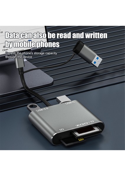 5'i 1 Arada USB 3.0 Bellek Kartı Okuyucu Usb-C'den Tf Sd'ye Xqd Kart Okuyucu Adaptörü (Yurt Dışından)