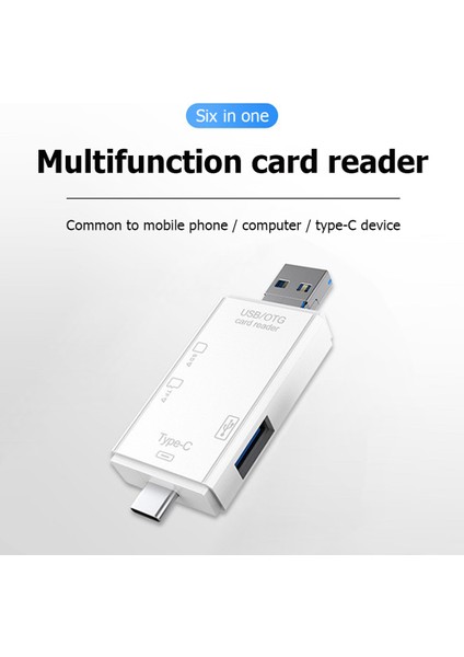 6'sı 1 Arada USB 3.0 Otg Kart Okuyucu-Siyah (Yurt Dışından)