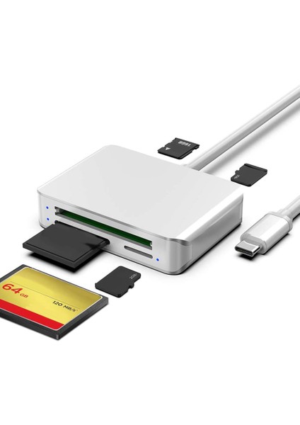 Sd Kart Okuyucu USB C, 5'i 1 Arada Tip C Micro-Sd Tf Cf M2 Kart Adaptörü (Yurt Dışından)