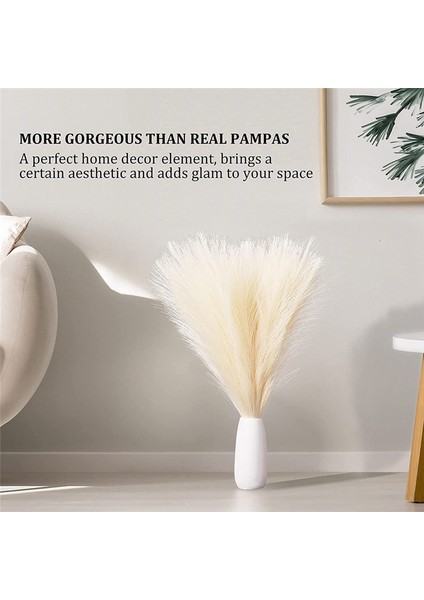 Sahte Pampas Çimi, 18IN/45CM Yapay Pampas Çimi Kabarık (Bej) (Yurt Dışından) fırsatları