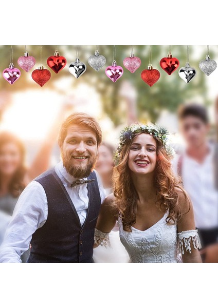 24 Parça Simli Asılı Kalp Şeklinde Sevgililer Günü Dekorasyonu (Yurt Dışından) fiyatları