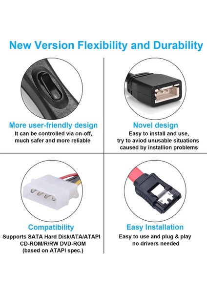 Sata Pata Ide Sürücüden USB 2.0 Dönüştürücü Kablosu Sabit Disk Için, Ab Fişi (Yurt Dışından)