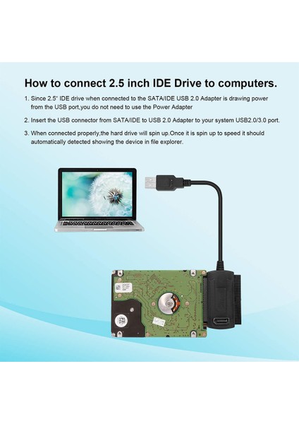 Sata Pata Ide Sürücüden USB 2.0 Dönüştürücü Kablosu Sabit Disk Için, Ab Fişi (Yurt Dışından)