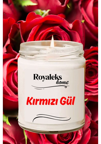 Doğal Özel Seri Kokulu Dekoratif Kavanoz Mum 210 cc - Kırmızı Gül Esansı - Ryl modelleri