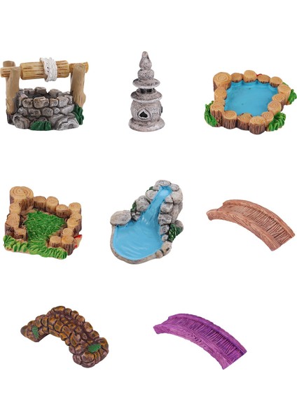 Minyatür Gölet Köprüsü Figürleri Minyatür El Sanatları Peri Bahçesi Dekoru (Yurt Dışından)