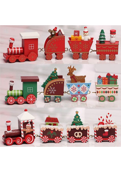 Ahşap Tren Süsü Ev Noel Baba Hediyesi Yeni Yıl Dekoru, E (Yurt Dışından)