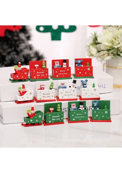 Ahşap Tren Süsü Ev Noel Baba Hediyesi Yeni Yıl Dekoru, E (Yurt Dışından)