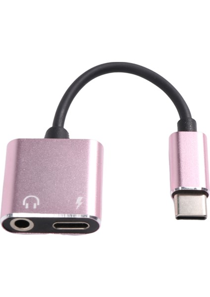 2'si 1 Arada Type-C - 3,5 mm Kulaklık Jakı Adaptörü Şarj Cihazı Gül Altını (Yurt Dışından)