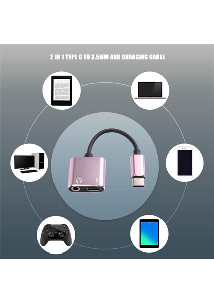 2'si 1 Arada Type-C - 3,5 mm Kulaklık Jakı Adaptörü Şarj Cihazı Gül Altını (Yurt Dışından) modelleri