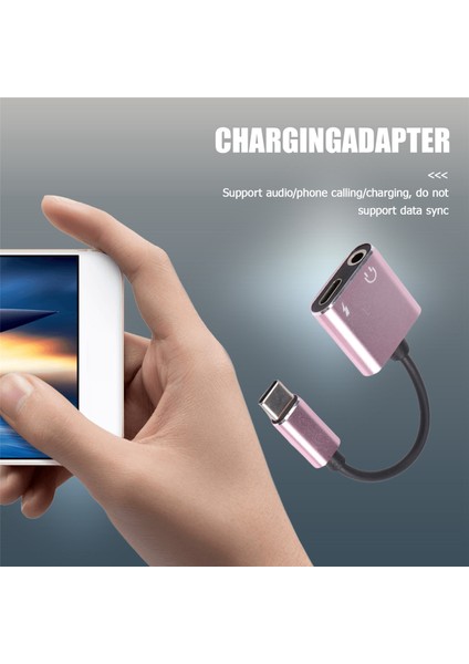 2'si 1 Arada Type-C - 3,5 mm Kulaklık Jakı Adaptörü Şarj Cihazı Gül Altını (Yurt Dışından) fırsatları