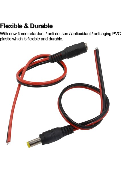 10 Çift Dc Güç Pigtail Kablo Teli, 12V 5A Erkek ve Dişi Konnektörler (Yurt Dışından) fırsatları