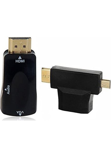 3'ü 1 Arada Hdmı'dan Vga'ya Mini ve Mini HDMI Adaptöründen Vga'ya Video Dönüştürücü (Yurt Dışından)