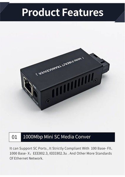 1 Çift Gigabit 100/1000M A/b Sc Ethernet Fiber Anahtarı Medya Dönüştürücü (Yurt Dışından)