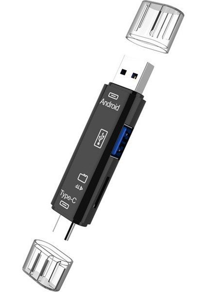 Otg Fonksiyonlu 3'ü 1 Arada Kart Okuyucu USB 2.0 / Type C Siyah Desteği (Yurt Dışından)