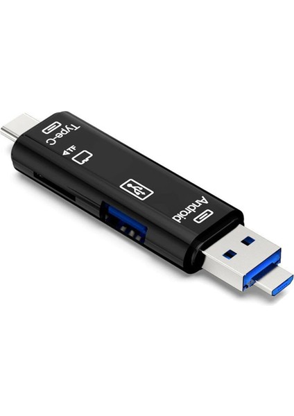 Otg Fonksiyonlu 3'ü 1 Arada Kart Okuyucu USB 2.0 / Type C Siyah Desteği (Yurt Dışından)