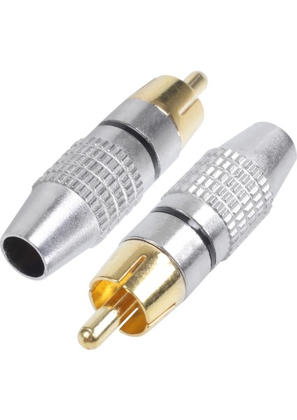 2 Adet Rca Erkek Fiş Adaptörü Altın Kaplama Lehim Konnektörü Altın+Gümüş (Yurt Dışından)