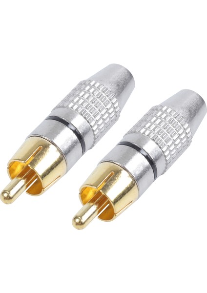 2 Adet Rca Erkek Fiş Adaptörü Altın Kaplama Lehim Konnektörü Altın+Gümüş (Yurt Dışından)