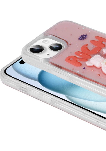 iPhone 13 Uyumlu Kabartma Figürlü Parlak Klcr Minimini Silikon Kapak-Kırmızı
