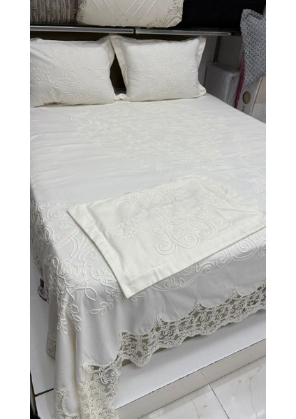 Ince Dantelli Pike Takımı Kutulu | Pinterest Krem | 2'li Yastık & Kırlent Kılıfı | 4 Parça