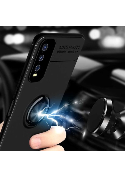 Vivo Y20S Kılıf Klcr Ravel Silikon Kapak-Siyah-Kırmızı modelleri