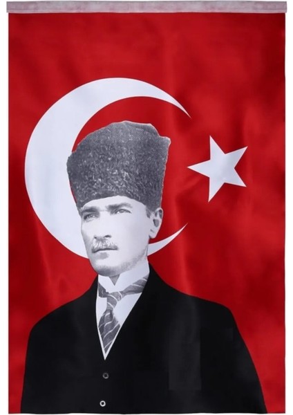 Atatürk Poster Bayrağı - 50X75 cm (Raşel Kumaş)