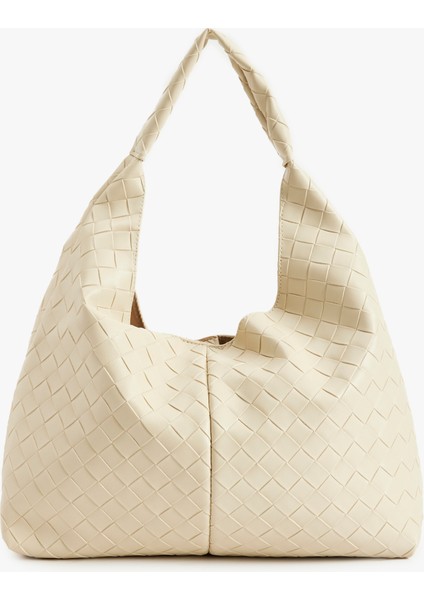 Suni Deri Kare Dikiş Detaylı Saplı Shopper Çanta