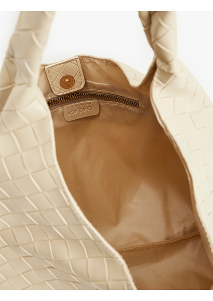 Suni Deri Kare Dikiş Detaylı Saplı Shopper Çanta
