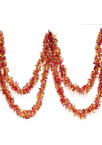 Kırmızı Altın Renk 4 Cm Genişlik Garland Çift Renk Sim Süs 180 Cm