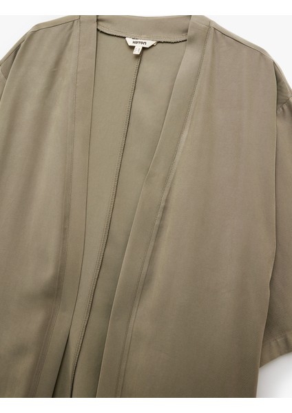 Gizli Cepli Viskon 3/4 Kol Oversize Kimono modelleri