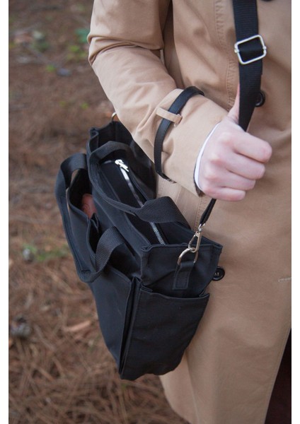 Moderna Saten Kumaş Uzun Askılı Fermuarlı Bölmeli Kadın Çantası Omuz Çantası 38X30X11 Tote Bag Siyah fırsatları