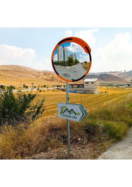 Otopark ve Yol Güvenliği İçin 80 cm Ayna / Flanşlı 2.5 m Direk Seti