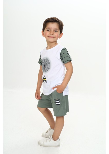 Erkek Çocuk Örümcek Detay Baskılı Şortlu Takım modelleri