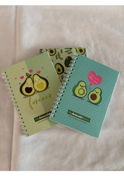 Avocado A6 Karton Kapak Spiralli Not Defter, 3 Farklı Desen 1 Adet