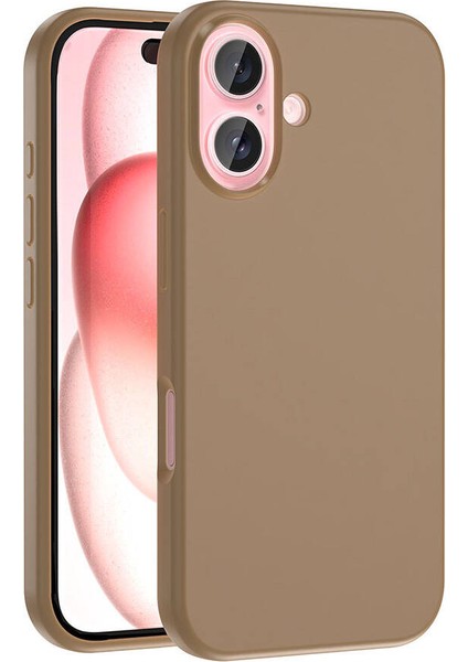 iPhone 16 Kılıf Magsafe Şarj Özellikli Sıvı Teknolojili Silinebilir Sert Klcr Kivi Kapak-Bej Gold