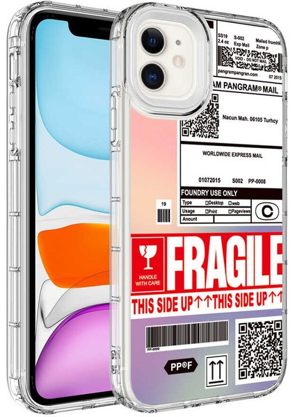 iPhone 11 Kılıf Kamera Korumalı Renkli Desenli Sert Silikon Klcr Korn Kapak-No5