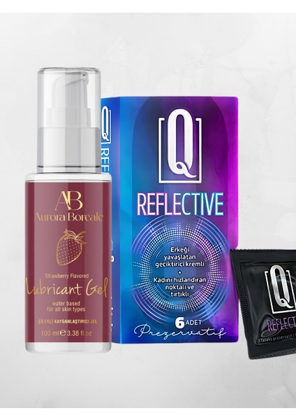Çilek Aromalı Jel 100 ml + Q Reflective 6'lı Kondom Hediyeli