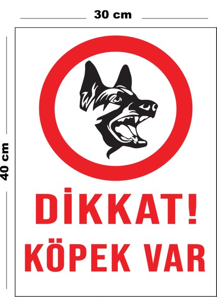 Metal Dikkat Köpek Var 30 cm x 40 cm A3 Büyüklüğünde Uyarı Levhası Yönlendirme Tabelası