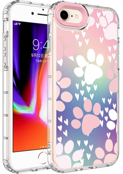 iPhone Se 2022 Uyumlu Kamera Korumalı Renkli Desenli Sert Silikon Klcr Korn Kapak-No7