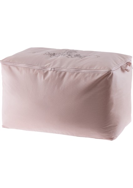 Çiçek Desen Baskılı Hurç - Pudra - 64x41x35 cm