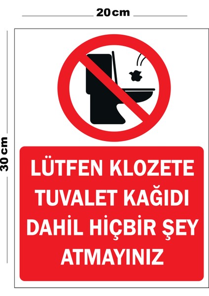 Metal Lütfen Klozete Tuvalet Kağıdı Dahil Hiçbir Şey 20CM x 30CM A4 Büyüklüğünde Uyarı Levhası Yön