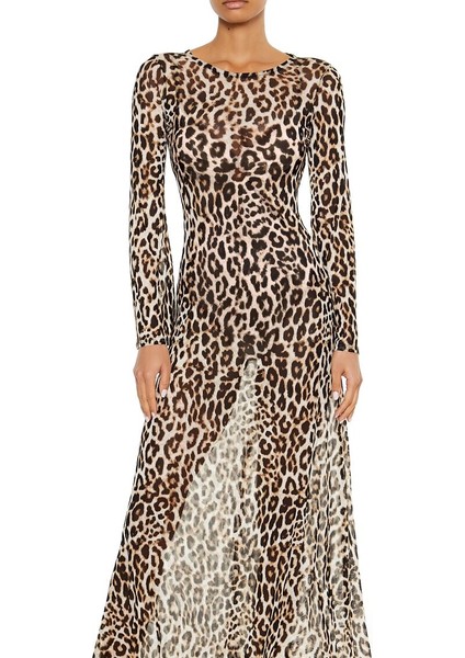 Leopar Desenli Plaj Elbisesi