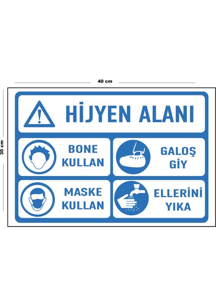 Metal Hijyen Alanı 30 cm x 40 cm A3 Büyüklüğünde Uyarı Levhası Yönlendirme Tabelası