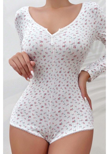 Çiçek Desenli Tasarım Tulum Gecelik Body fırsatları