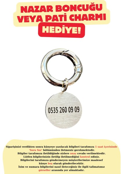 Luxury Isimli Çelik Kedi Köpek Künyesi ( Kendi Künyeni Tasarla ) 1 Adet