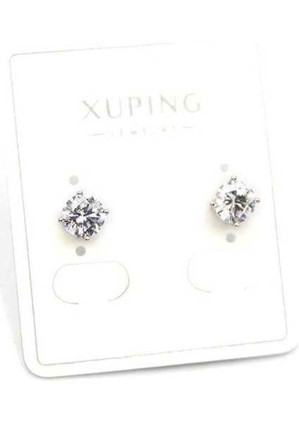 Büyük Boy Tek Taş Küpe - Gümüş