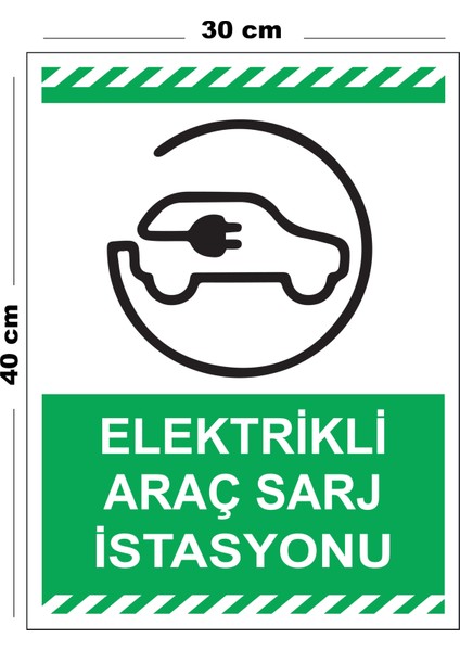 Metal Elektrikli Şarj Istasyonu 30CM x 40CM A3 Büyüklüğünde Uyarı Levhası Yönlendirme Tabelası