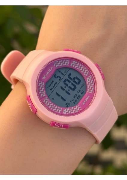 Dijital Alarm+Kronometre+Işık ve Takvimli 5 Atm Genç Spor Çocuk Kol Saati JG012