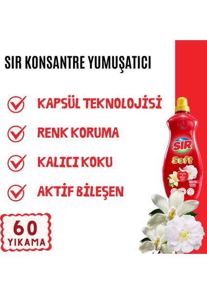 Konsantre Çamaşır Yumuşatıcısı Vanilya & Misk 1440 ml 60 Yıkama 4 Adet