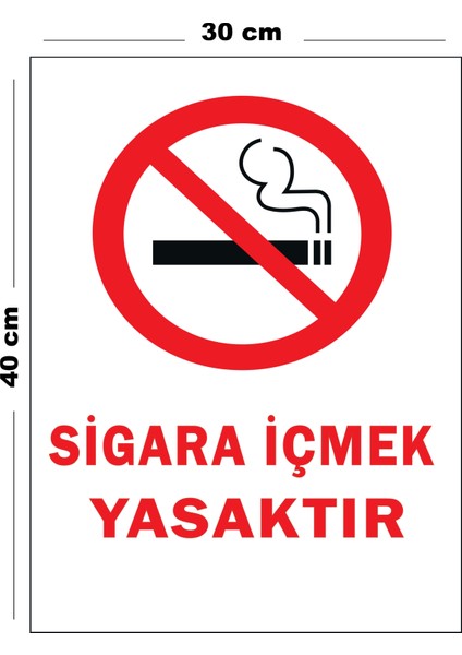 Metal Sigara Içmek Yasaktır 30 cm x 40 cm A3 Büyüklüğünde Uyarı Levhası Yönlendirme Tabelası